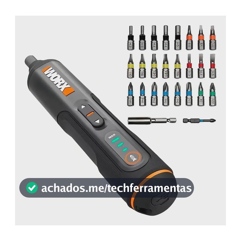 Parafusadeira Bivolt 4,0v Com Led E Kit Bits Wx240 Worx Cor Preto Frequência 60hz