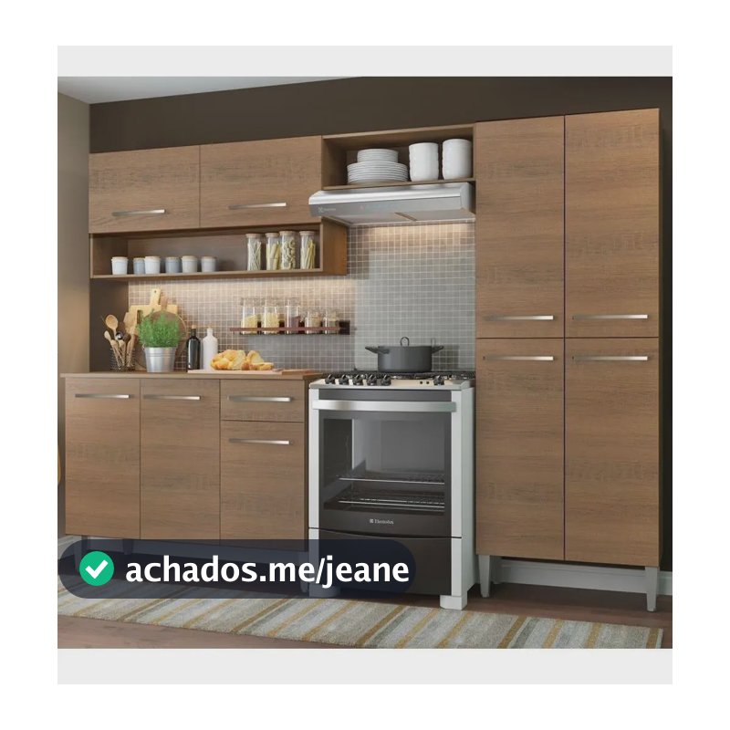 Armário de Cozinha Compacta Modulada Madesa Emilly Pop Armário E Balcão - Rustic GREM2290025Z