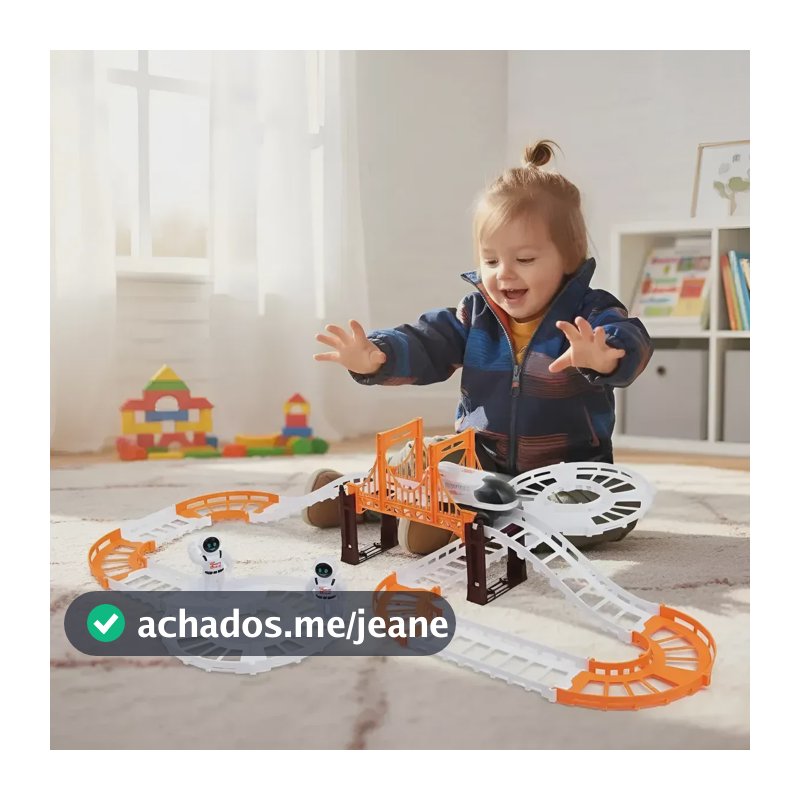 Pista Espacial Braskit Brinquedos com Foguete, Carrinho e Satélite