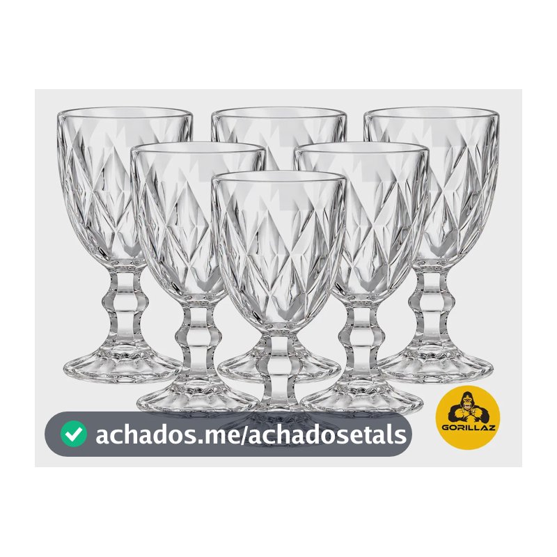 Jogo 6 Taças De Vidro 310ml Diamond Transparente P/ Suco Transparente