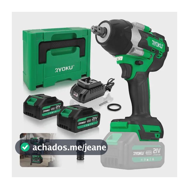 Chave De Impacto Brushless 700nm Com 2 Baterias Maleta Verde 127/220v