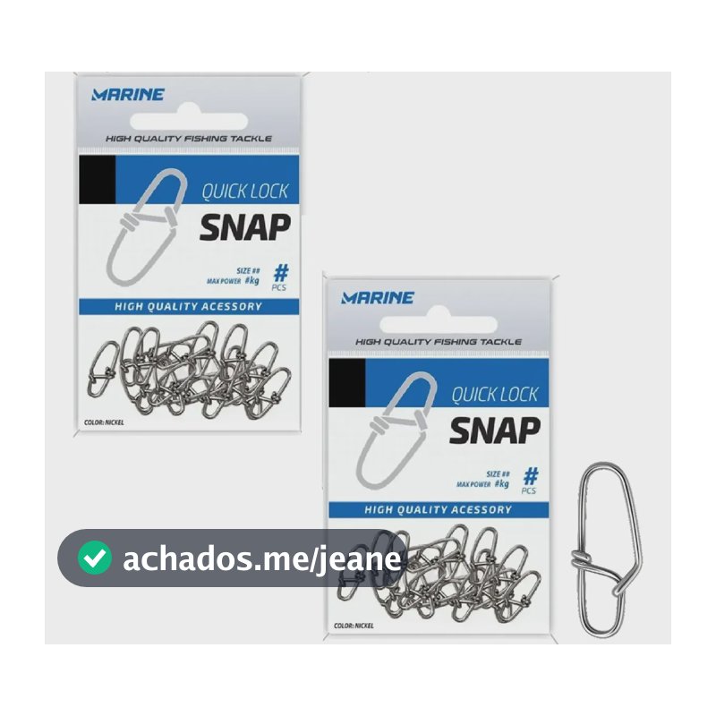 Kit 40 Snap Pesca Quick Lock #3 Black Nickel 77lb Marine