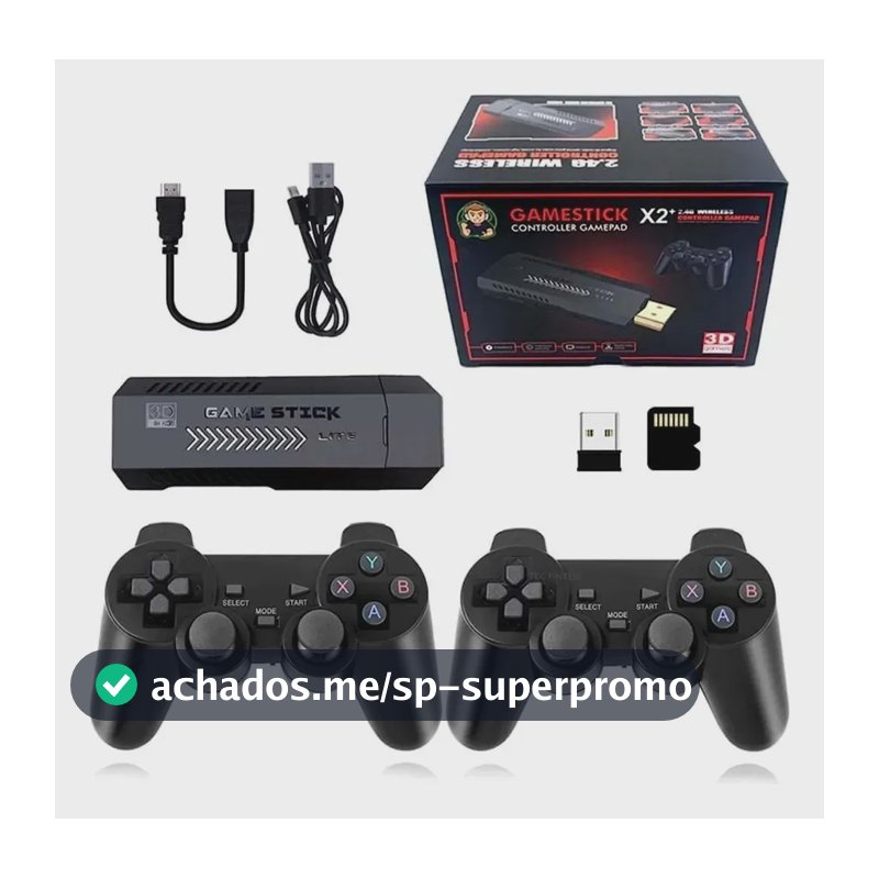 Stick HDMI X2 Plus com 2 controladores Backup Pro (preto)
