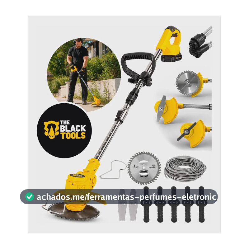 Roçadeira Aparador Grama A Bateria Recarregável 21v 750w Profissional Com Acessórios Tcg21c The Black Tools