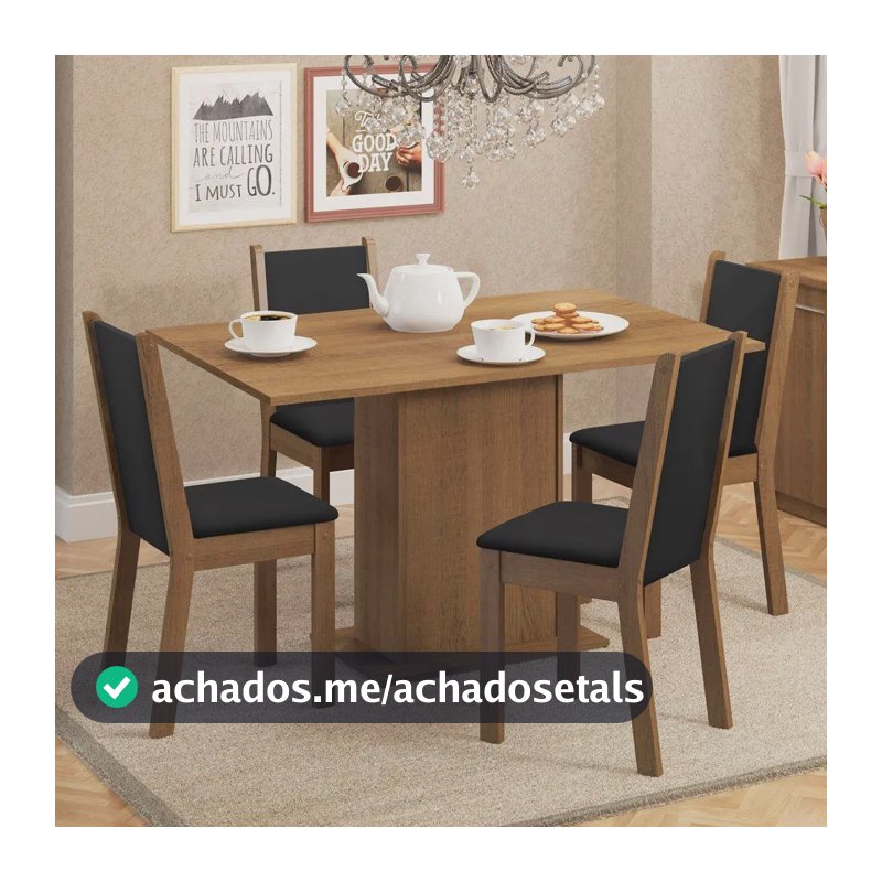 Conjunto Sala De Jantar Madesa Tampo De Madeira 4 Cadeiras
