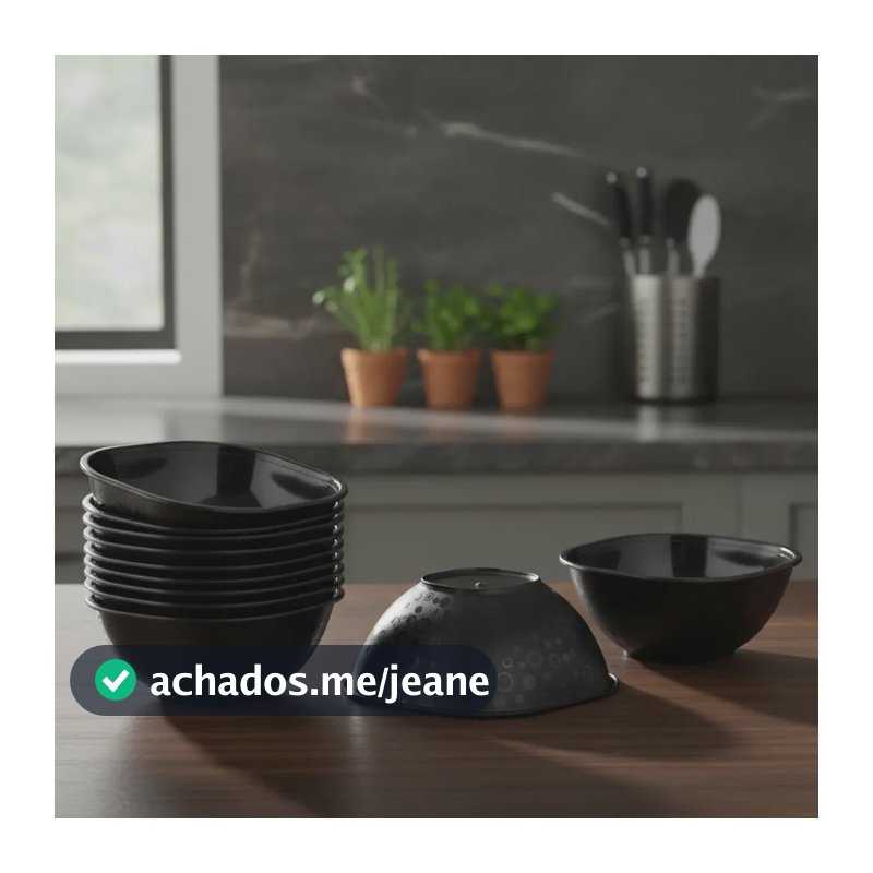 Kit 20 Cumbucas Pretas Tigelas Sobremesa Sorvete Açai 300ml Preto