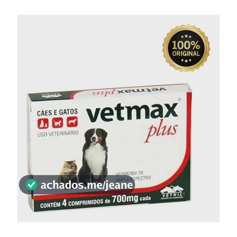 Vetmax Plus Vermifugo 4 Comprimidos 700mg - Vetnil