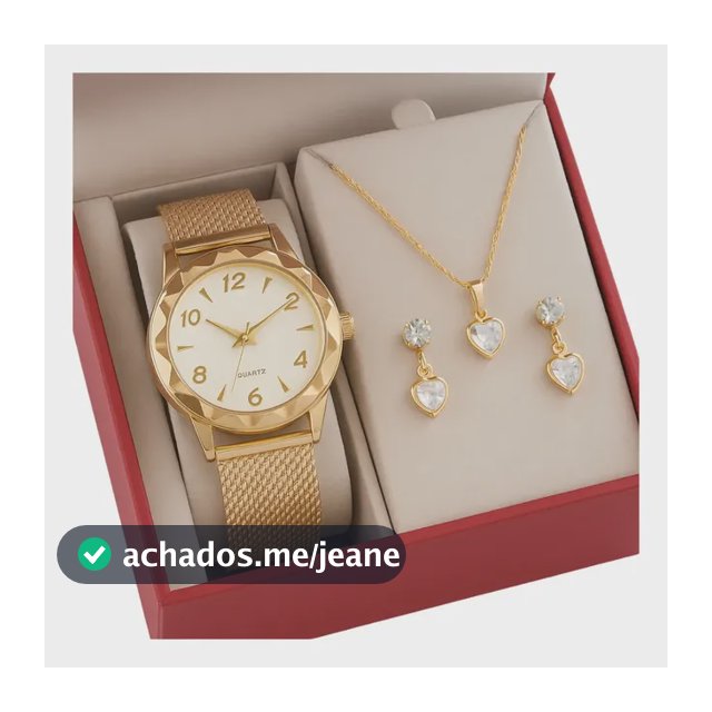 Relógio Feminino+ Colar Pingente Brincos Folheado A Ouro 18k Dourado Branco