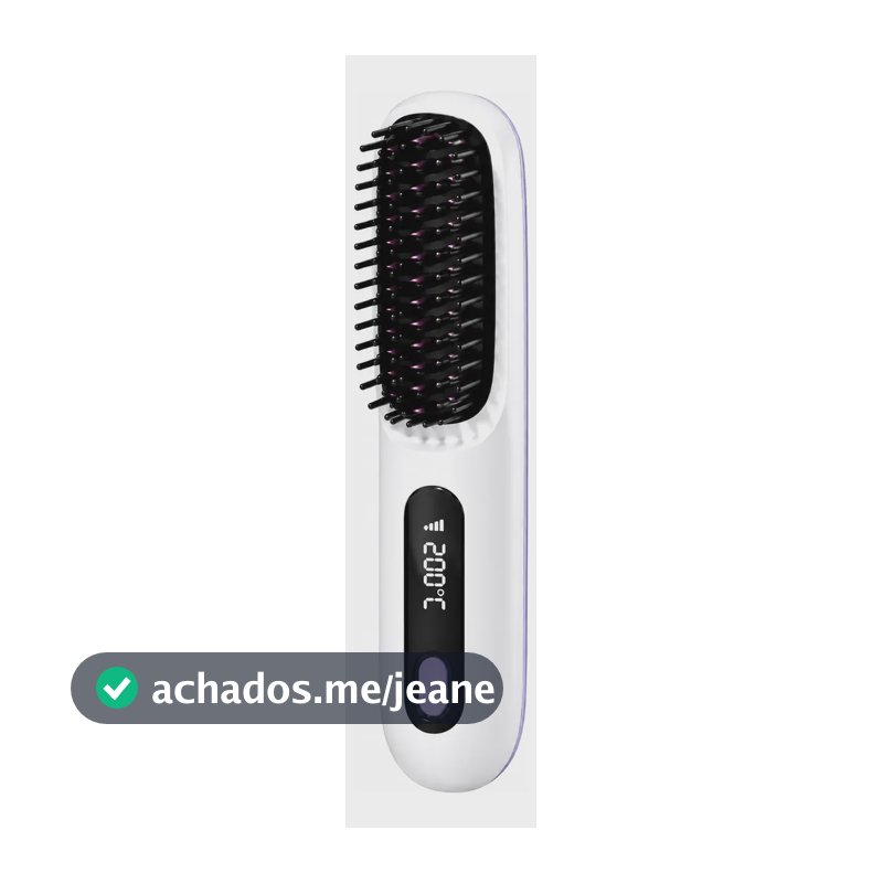 Mini Escova Alisadora Portatil Sem Fio Bivolt Recarregavel Branco