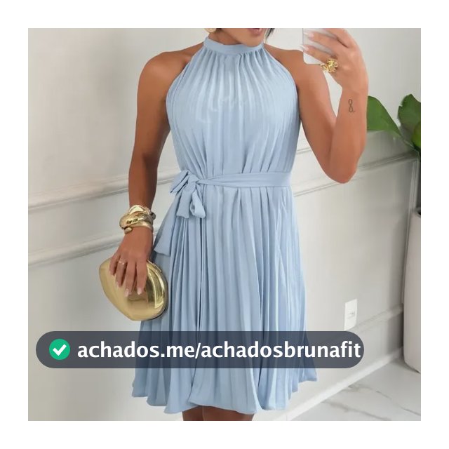 Vestido Feminino Branco Curto Duna Amarração Plissado Verão