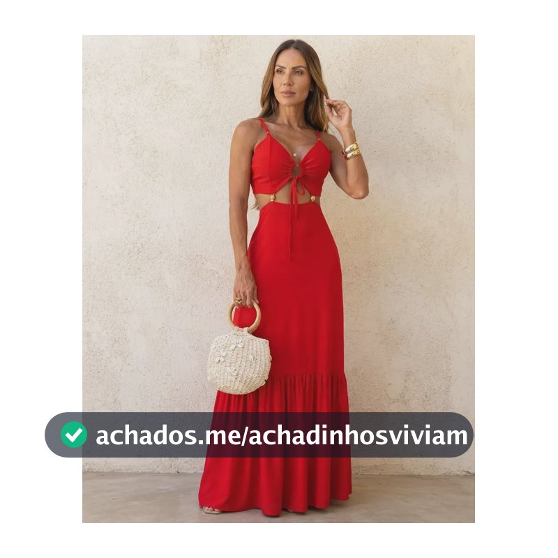 Vestido Longo Casual Alcinha Verão Festa Elegante Noite Solt Vermelho Lisa Único 36-42