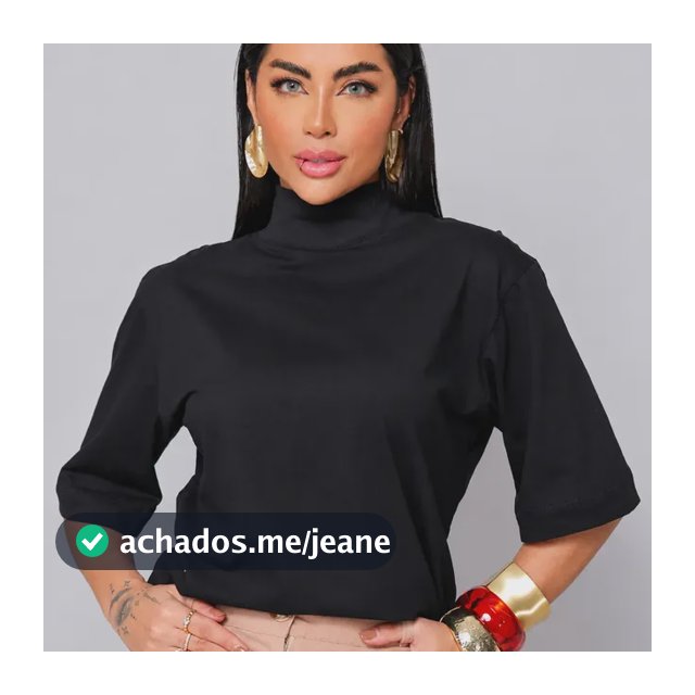 T-shirt Feminina Gola Alta Manga 3/4
