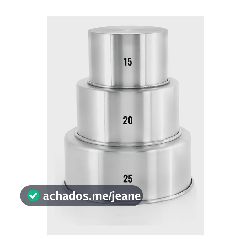 Kit 3 Forma Assadeira Bolo Redonda Alta 15-20-25 Alumínio