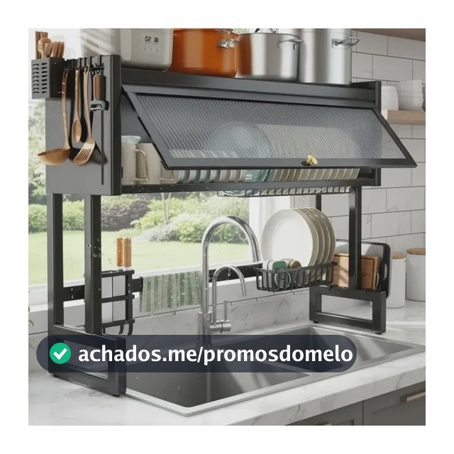 Escorredor De Louça Cozinha Pratos Organizador De Pia 65cm Preto
