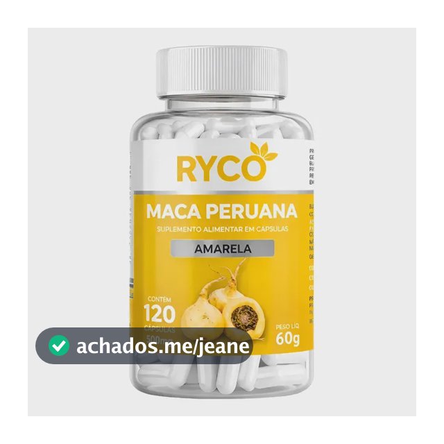 Maca Peruana Amarela 120 Cápsulas 100% Pura Sem Sabor
