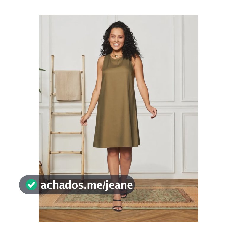 Vestido Feminino Hering Curto Trapézio Oliva Medio Liso Xp