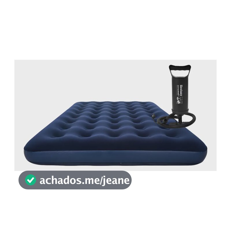 Colchão Inflável Bestway Casal Camping + Bomba Manual 22cm Azul