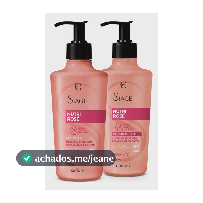 Kit Eudora Siàge Nutri Rosé Shampoo 400ml + Condi 400ml