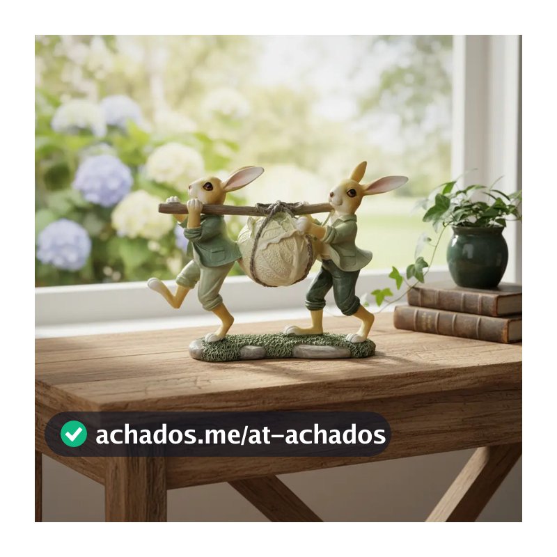 Coelhos Resina Enfeite Casa Decoração Páscoa Cor Esverdeado