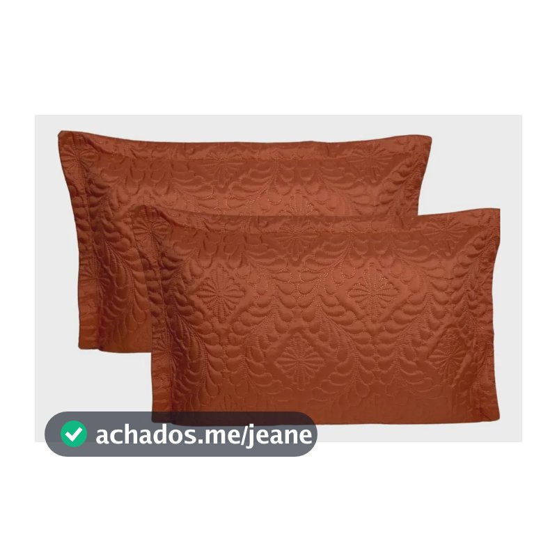 Kit 2 Portas Travesseiro Fronha Matelado Arabesco Liso Cor Terracota