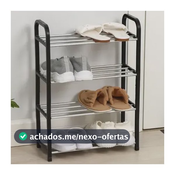 Sapateira Organizador Estante Sapateira 8 Pares Preto Plástico Aço