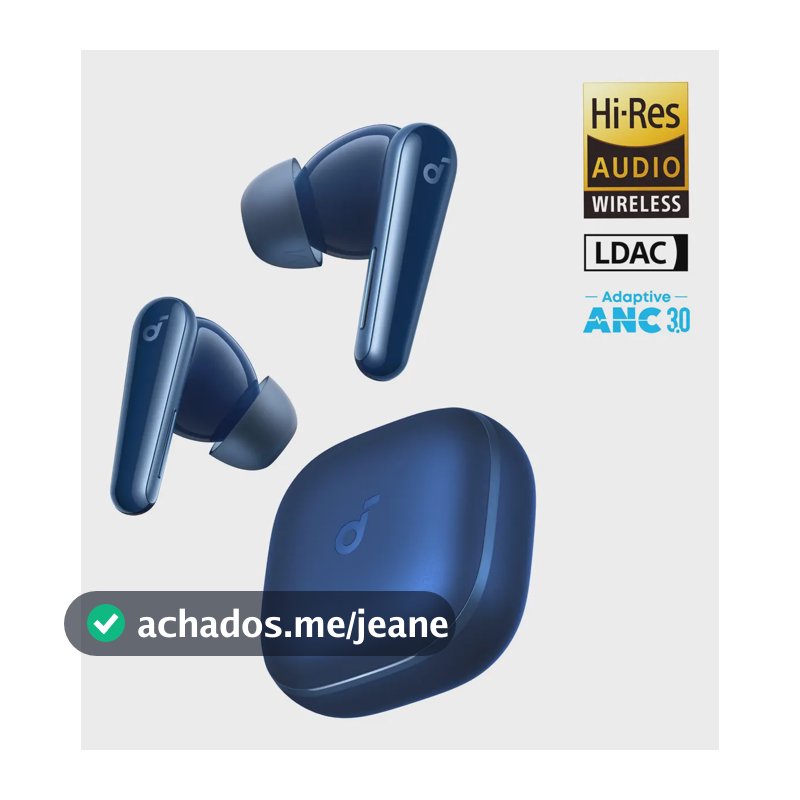 Fone Ouvido Soundcore Liberty 5 Bluetooth 5.4 ANC 3.0 Redução de Voz 2X Dolby Áudio Hi-Res LDAC Graves Dinâmicos 48h IP55 Carregamento Rápido 6 Mics IA Chamadas Claras App Personalização Cor Auzl