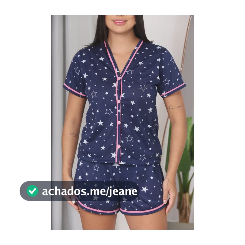 Pijama Feminino Blogueira Amamentação Com Botões Baby Doll Estrelas Estrela G