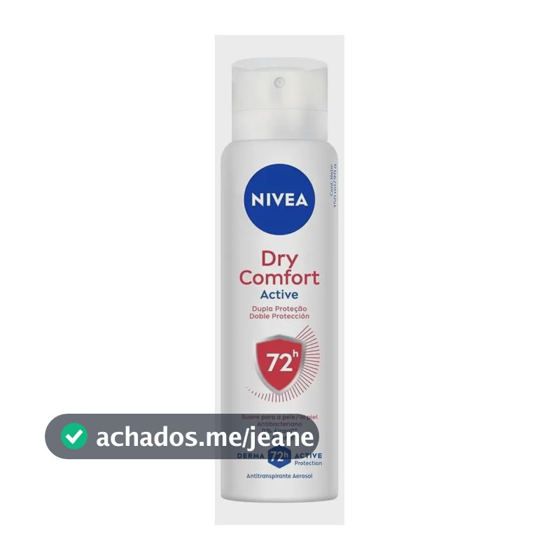 NIVEA Desodorante Antitranspirante Aerossol Dry Comfort 150ml, Proteção 72h, Contra Suor e Mau Odor, Dupla Proteção, Antibacteriano