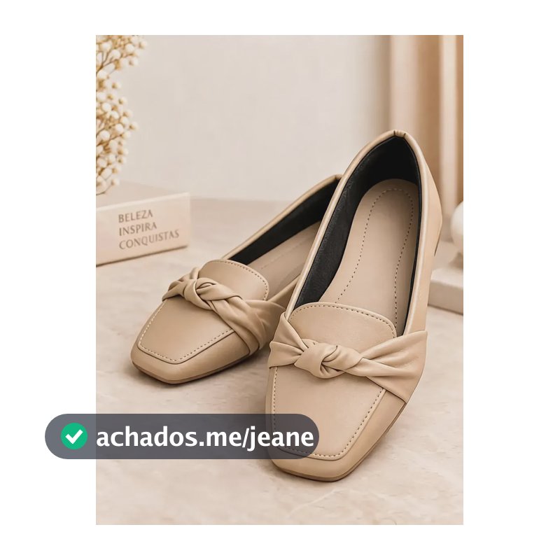 Sapatilha Mocassim Feminino Sapato Bico Quadrado Conforto Creme Liso 39 Br