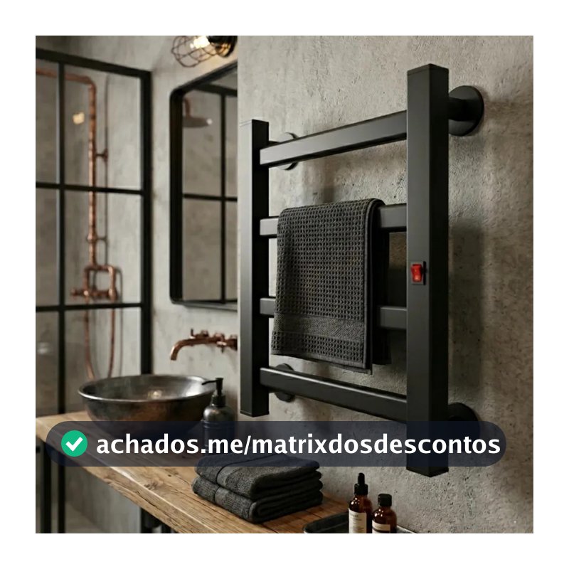 Toalheiro Itaquá Resistencias Térmico Elétrico preto