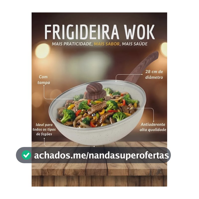 Frigideira Antiaderente Wok Em Cerâmica Grande Com Tampa Em Vidro Para Fogão De Indução E Gás 28cm 3,6l Cook Cerâmica Creme Pítia
