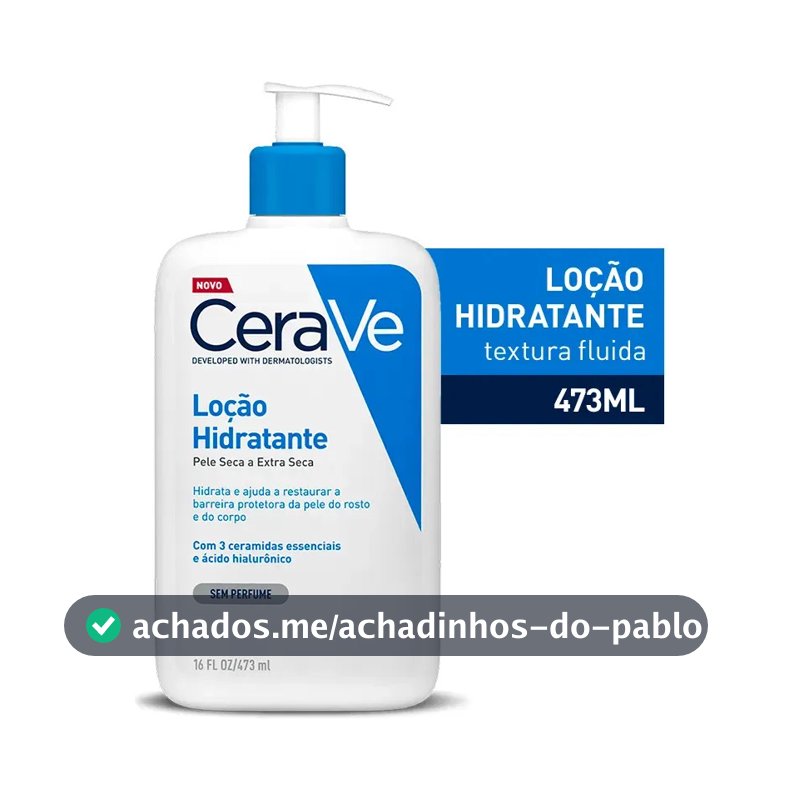 Loção Hidratante Corporal Sem Perfume, com Ceramidas Essenciais e Ácido Hialurônico, Textura Fluida CeraVe 473ml