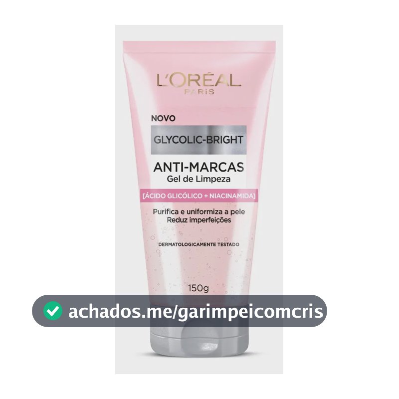 L’Oréal Paris Glycolic-Bright Gel de Limpeza Anti-Marcas com Ácido Glicólico e Niacinamida, para Todos os Tipos de Pele, 150 ml
