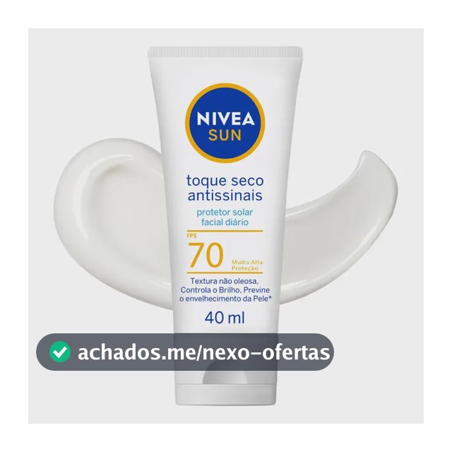 NIVEA SUN Protetor Solar Facial Toque Seco Antissinais FPS70 40ml, Alta Proteção UVA/UVB, Controla a Oleosidade, Previne Envelhecimento, Textura Leve