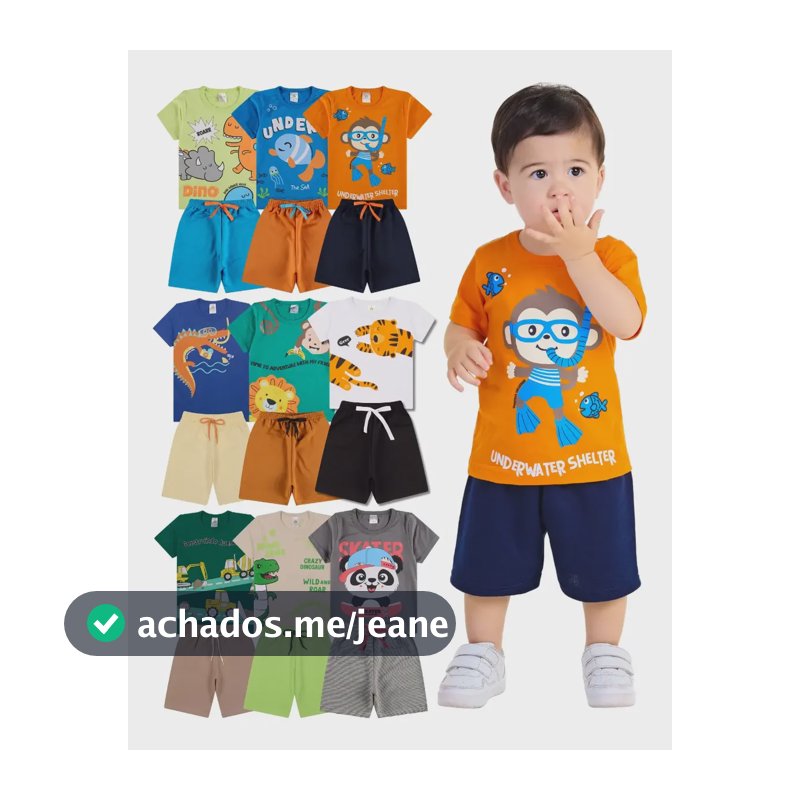 Kit 6 Peças De Roupas De Bebê Menino Algodão Verão Fofos Kit 3 Conjuntos Sortidos 1 - Veste 6 A 12 Meses