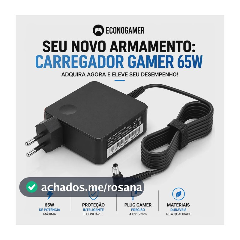 Fonte Carregador Notebook Compatível com Lenovo Ideapad S145 15api 81v70004br 330 81fe0002br Adlx65 Id S145 81v70008br 65w 320 80yh001br Bivolt Ipa-1450 3-15alc Ipa-145 20v 3.25a 110-220v Plug 4x1.7mm