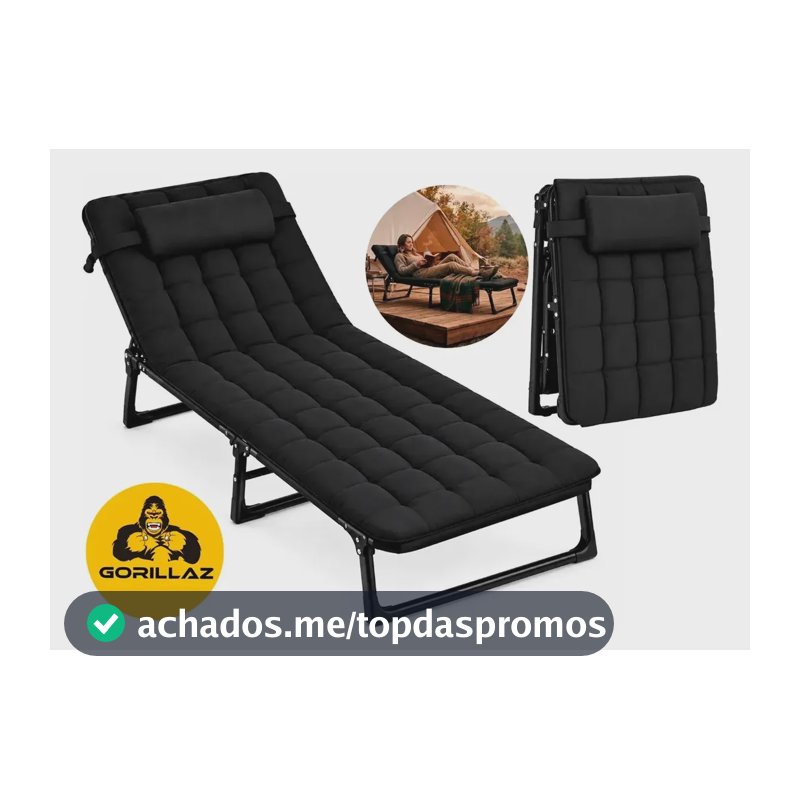 Cadeira Espreguicadeira Dobravel Cadeira De Praia Reforcada Preto