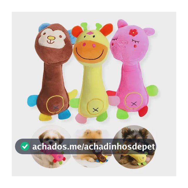 Kit 3 Brinquedos De Pelúcia Pet Com Apito Pra Cachorros Caes
