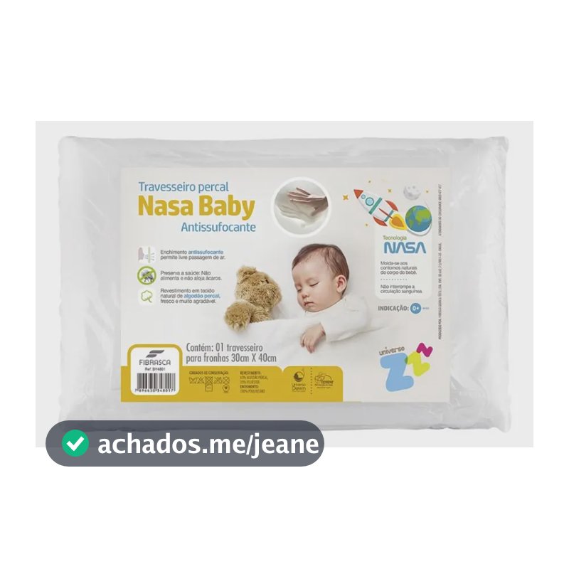 Travesseiro Bebê BY4801 Fibrasca Viscoelástico Antissufocante Antialérgico Capa Percal Toque Macio Original