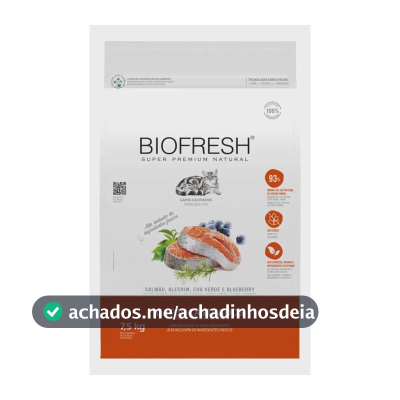 Ração Biofresh Super Premium Gato Castrado Adulto Sabor Salmão 7,5kg