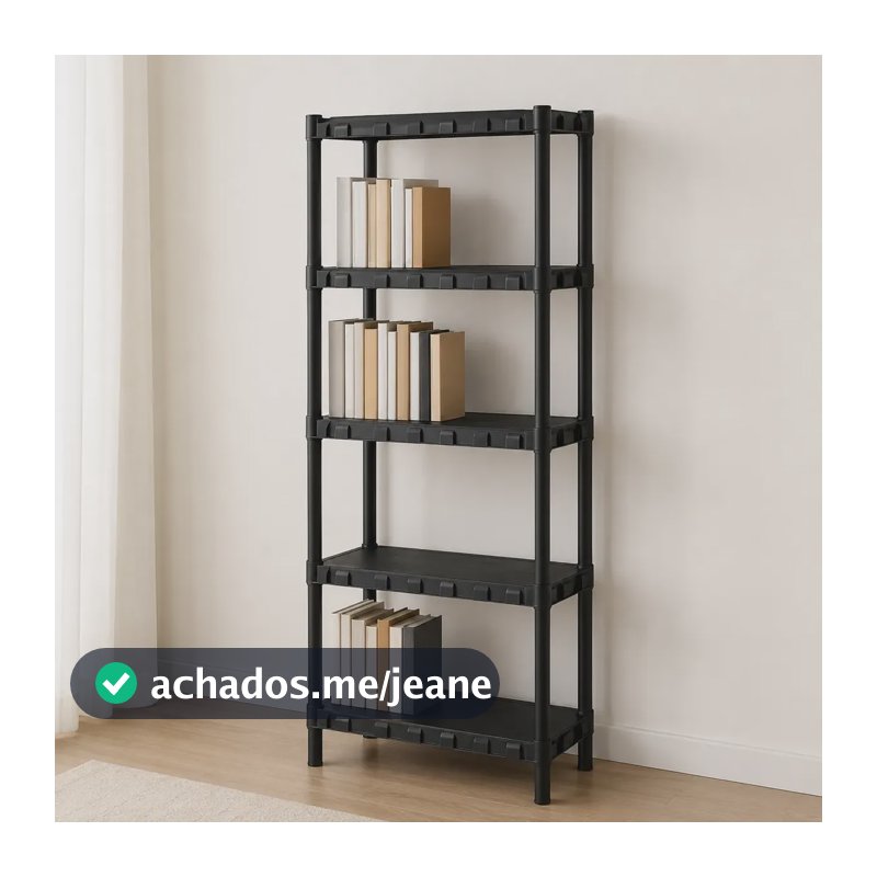 Estante Plastica Modular Livreiro Plastico Preta Multiuso  Preto Estantes De Livros 5 Andares