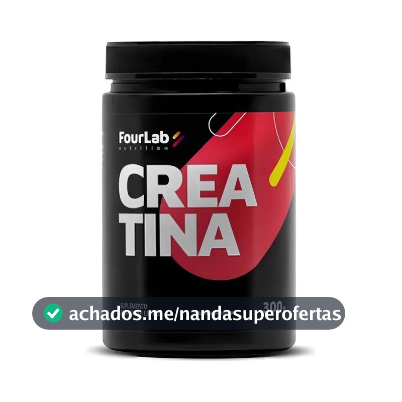 Creatina Monohidratada Fourlab 300g Sem Sabor Vegana Sem Glúten