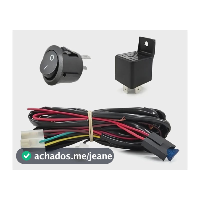 Kit Chicote Universal Farol Milha Auxilar Fusível Botão Rele