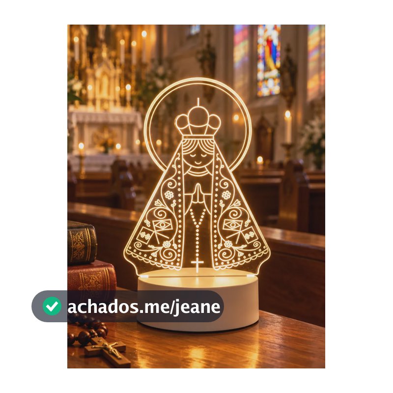 Luminária 3d Nossa Senhora Religiosa Acrílico 3 Cores Bivolt Branco Nossa Senhora 127/220v