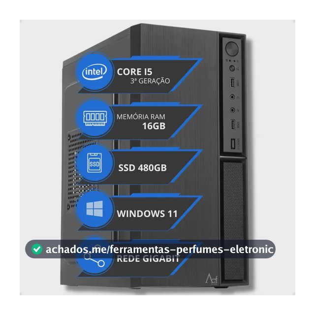 Pc Computador Cpu Intel Core I5 16gb Ssd 480gb Rede Gigabit 480 Gb 16 Gb Intel
