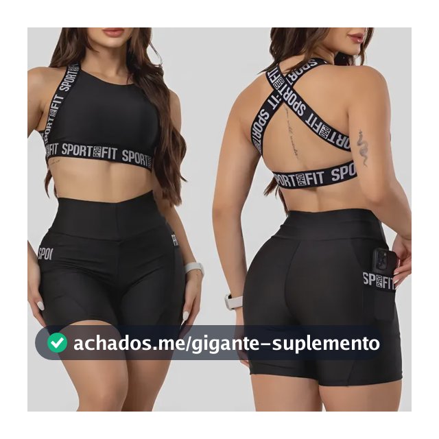 Conjunto Academia Feminino Look Fitness Short E Top Bolsos