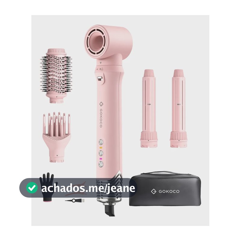 Secador De Cabelo Gokoco Gd058 5 Em 1 Com Íons Negativos Rosa 127/220v