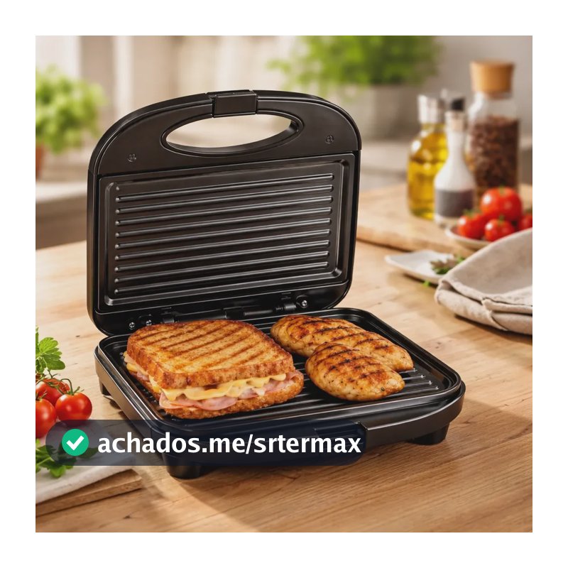 Sanduicheira Elétrica Antiaderente Grill 750w Preto 110/220v Preto 220v