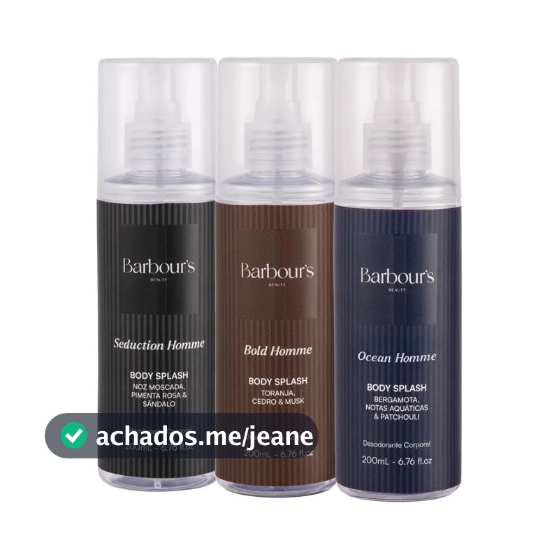Kit 3 Body Splash Masculino Homme Desodorante Barbours 200ml