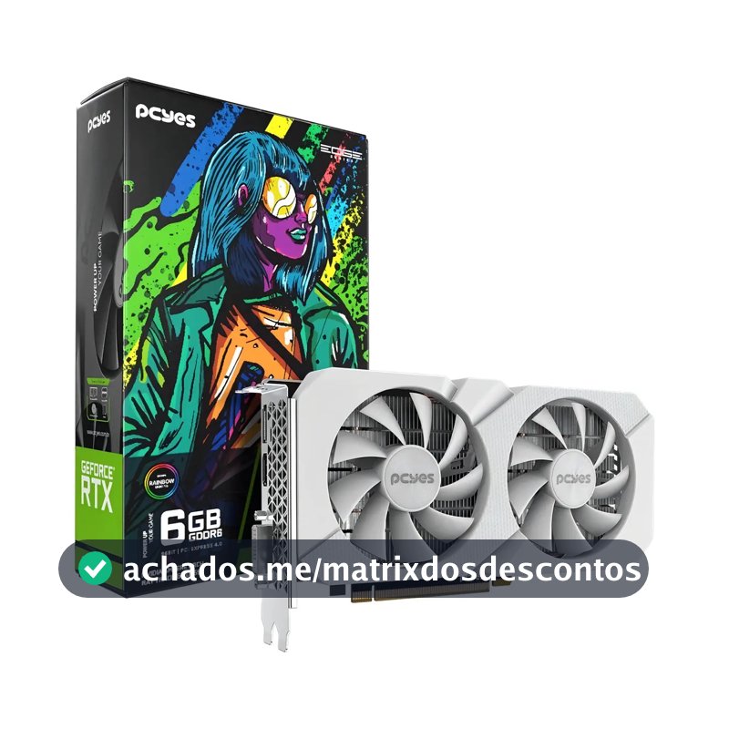Pcyes RTX 3050 6GB GDDR6 Placa de vídeo Dual Fan Cor Branca Ray Tracing OC